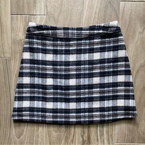 Abercrombie wool blend mini skirt black cream plaid flannel size 4